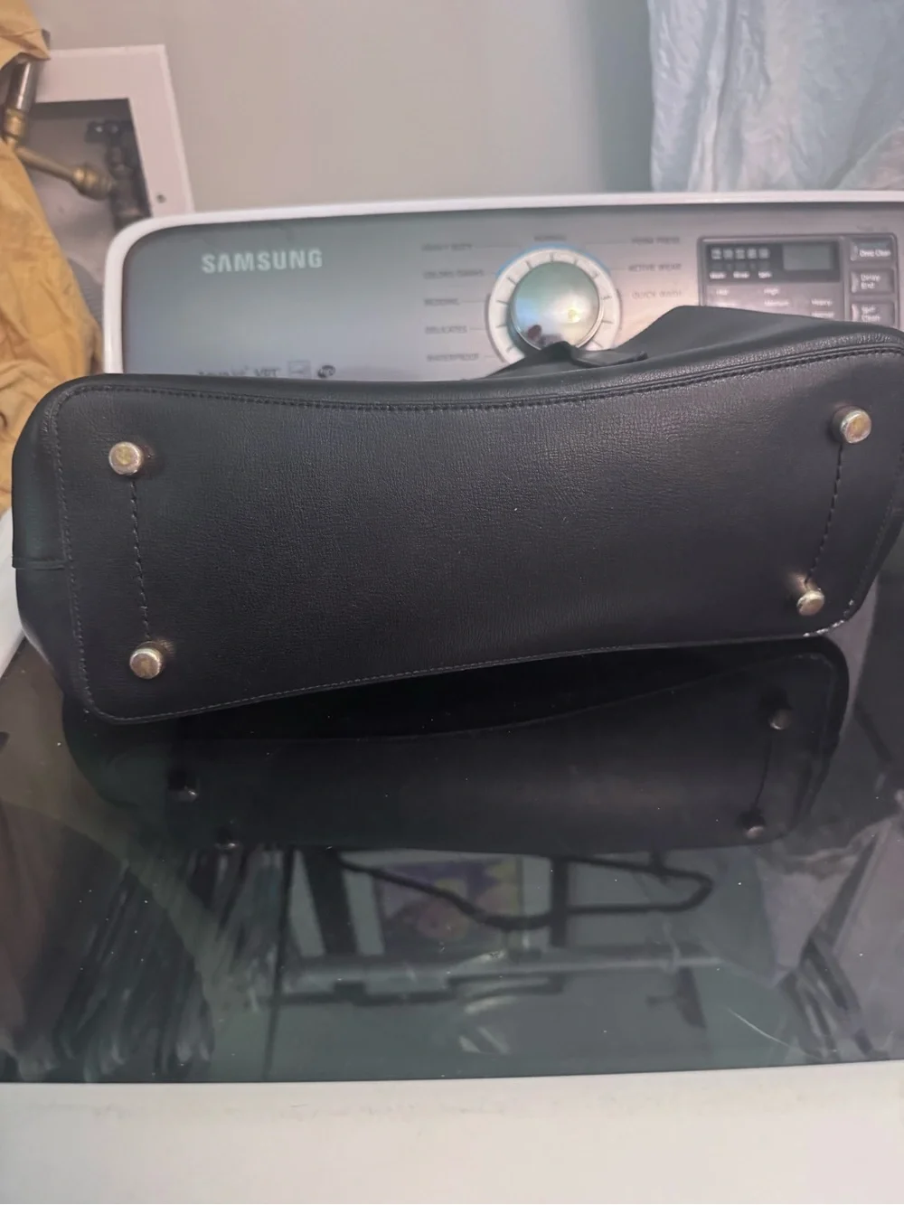Coach Black Leather Tote with Signature Hardware